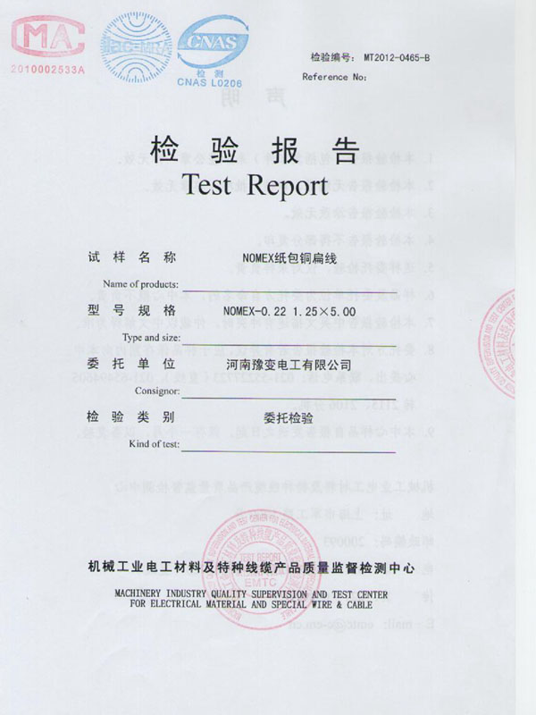 公司外检检验报告2012